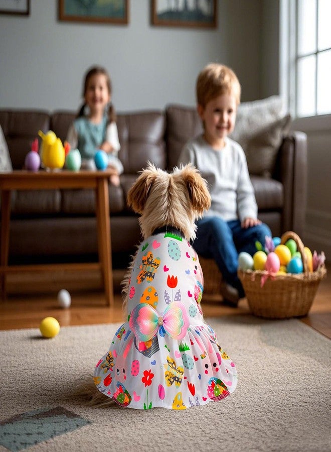 Habbiful Pet Dog Easter Outfit, Egg Bunny Flower Colorful Dog Dress Spring Summer Pet Doggie Apparel for Dogs Cats Gifts, L - Image 4